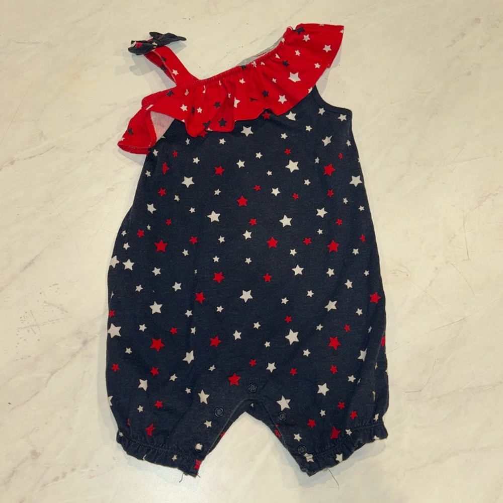 Star Print Onesie Ruffle 24M